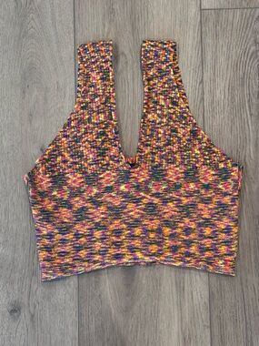 Cider Neon Speckle V-Neck Knit Crop Top